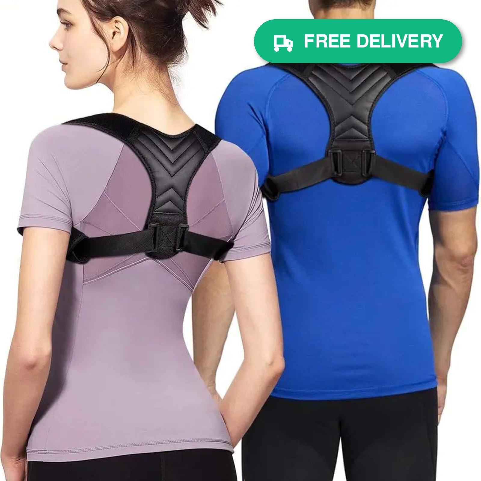 Reatowrol Black Back Posture Corrector Brace for Men Women Upper Back Support