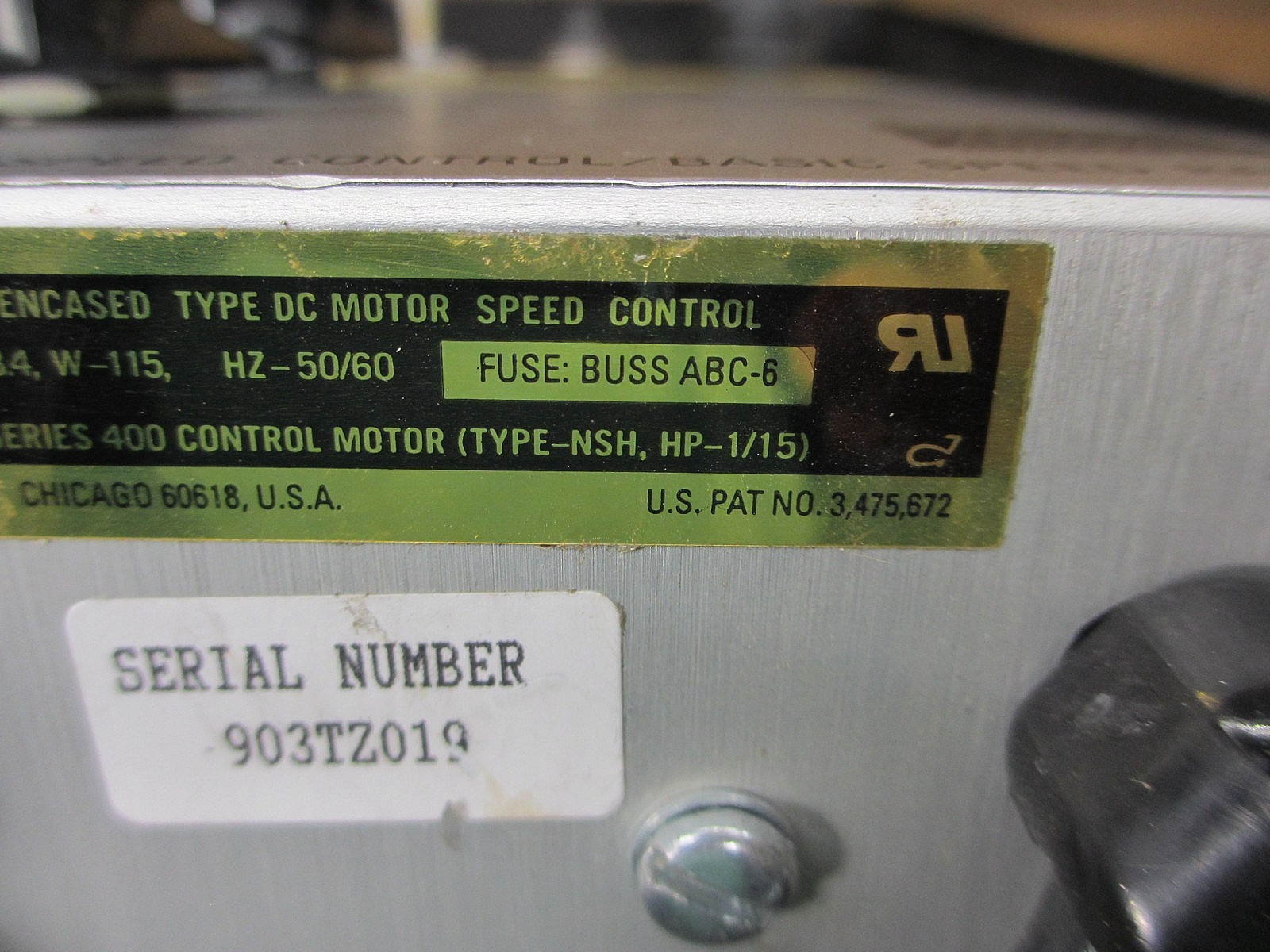 Bodine ASH-400 *POWERS UP USED* DC Motor Speed Control