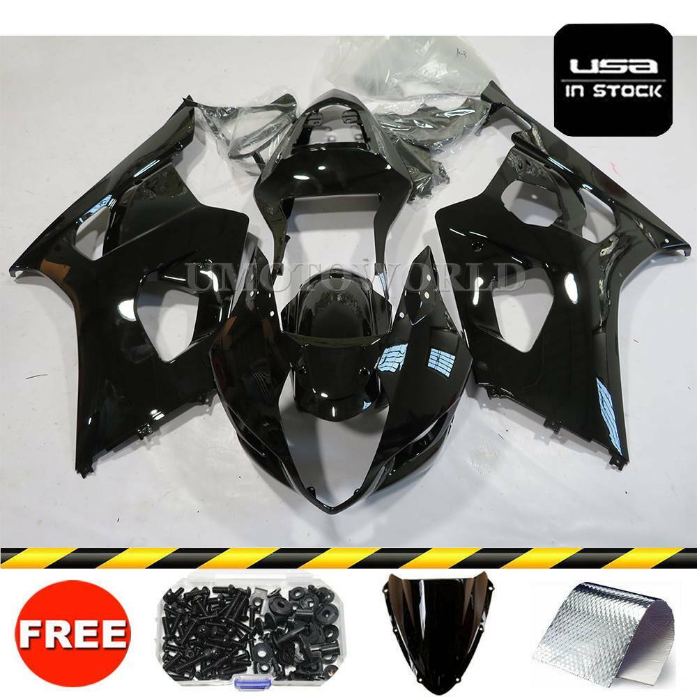 Black Fairing Kit Fit for Suzuki GSXR1000 2003-2004 Injection Bodywork w/ Bolts