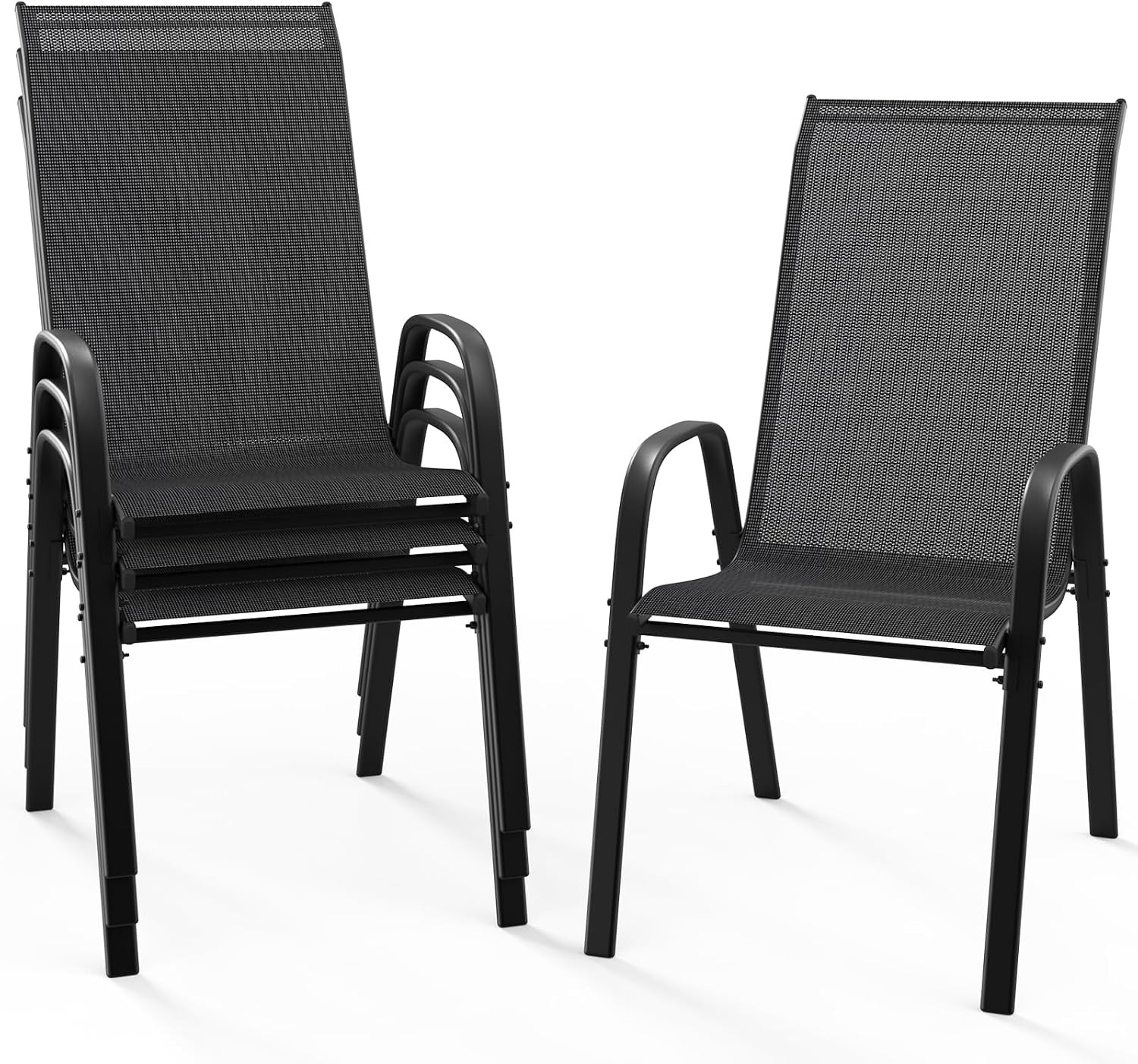 Patio Chairs Set of 4 – Stackable Outdoor Dining Chairs with Comfortable Sling