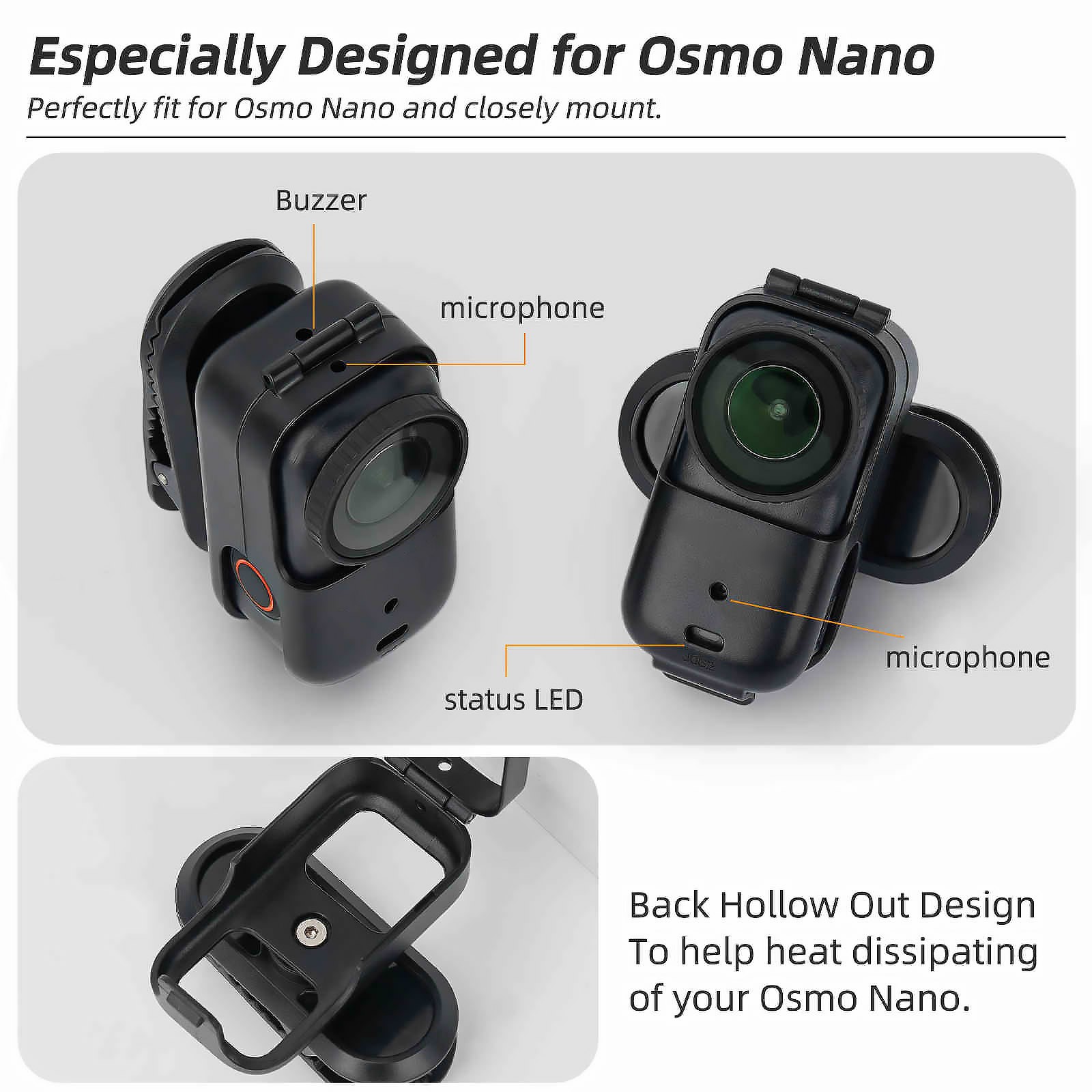 For DJI Osmo Nano Backpack Strap Mount Clip, Portable 360 Rotation Strong Grip