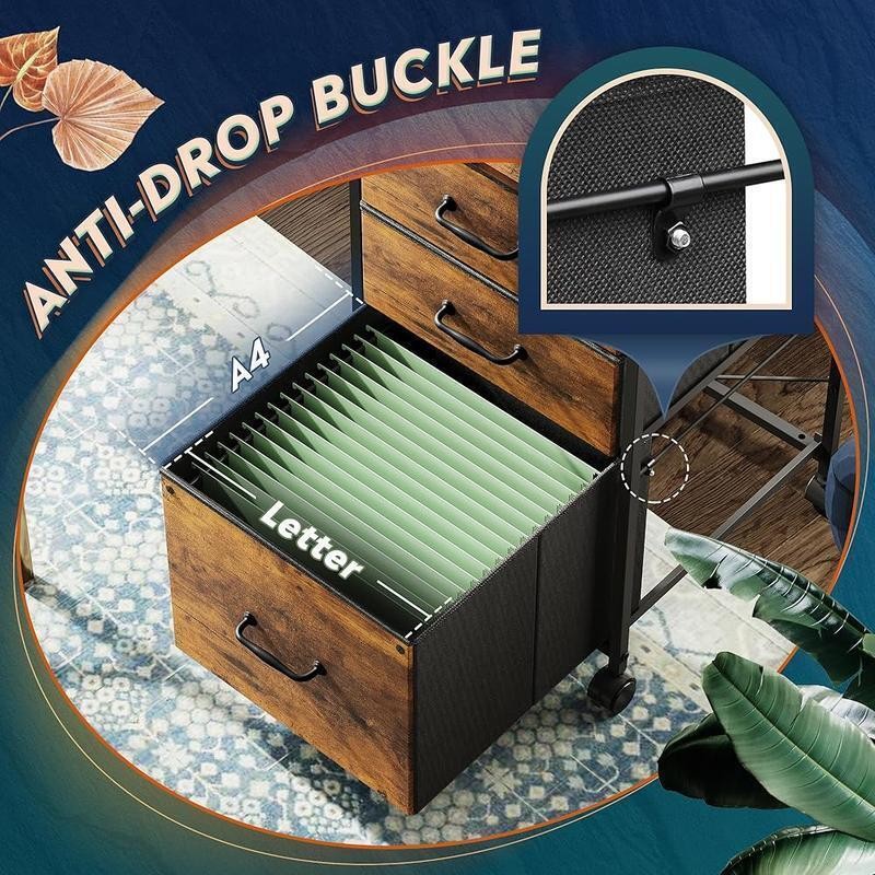 Mobile File Cabinet Rolling Printer Stand 3Drawer Fabric Vertical Filing Cabinet