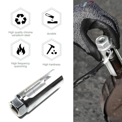 Car Oxygen Sensor Socket, 7/8" (22mm) 6-point Steel Drive Offset 1 PC Silver