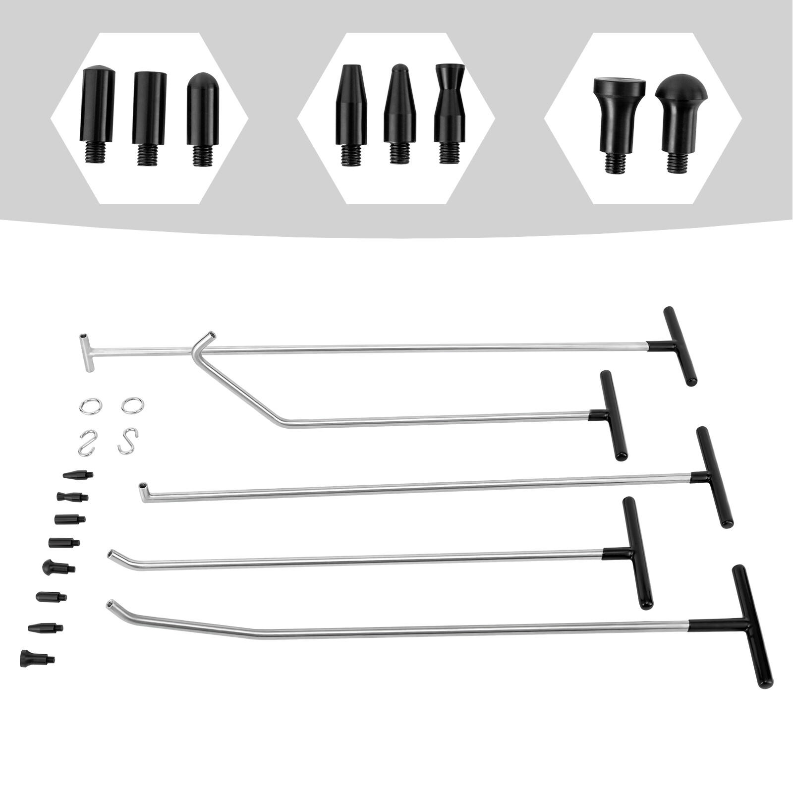 Auto Body PDR Tools Push Rods Kit Paintless Dent Repair Hail Removal Tool Set