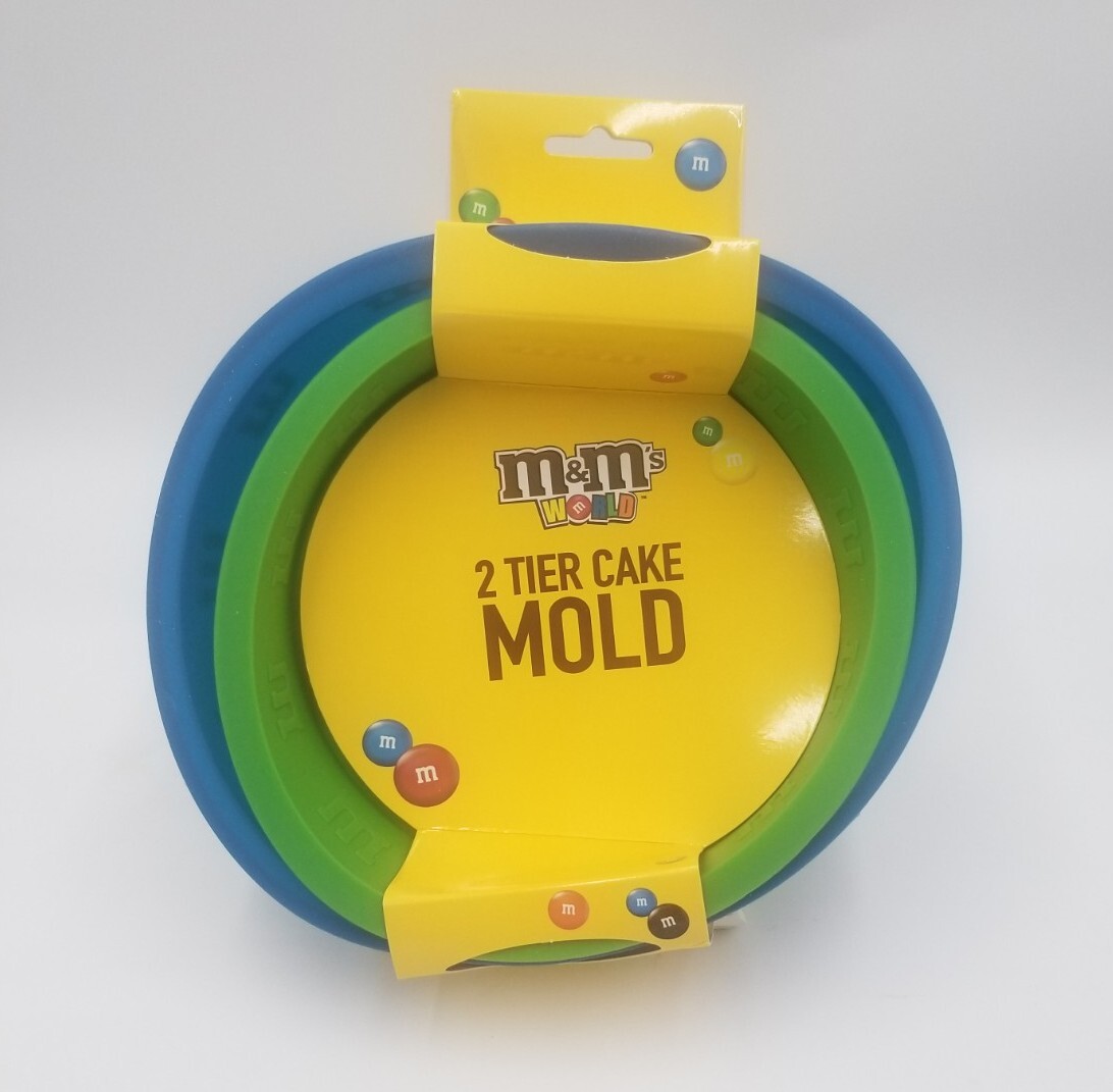 M&M's World Green & Blue 2 Tier Silicone Cake Molds - New W/Tag - Free Shipping