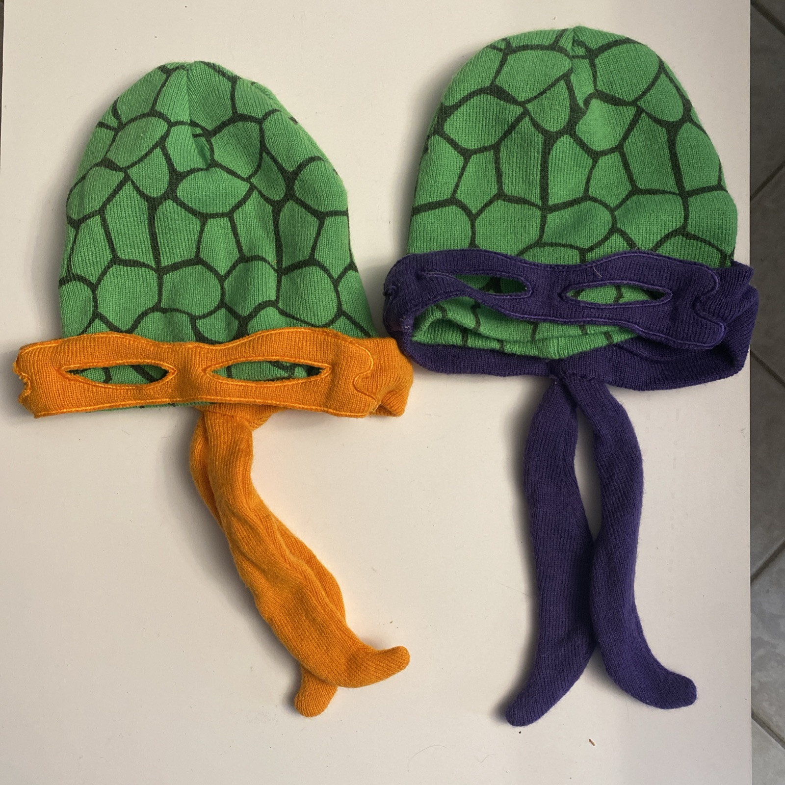 Lot Of 2 Ninja Turtles Winter Hats One Needs Sewing See Pics