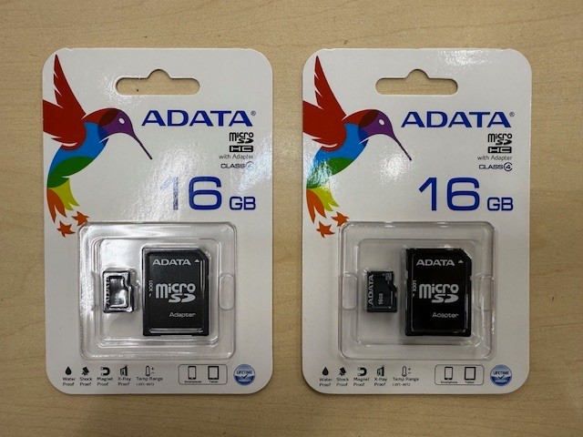 2X  ADATA 16GB microSDHC Class 4 Memory Card with Adapter - Lot of 2