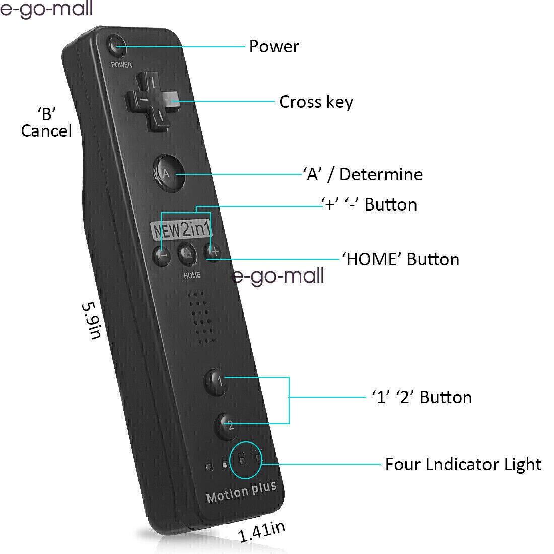 Built-in Motion Plus Wii Remote & Nunchuck Controller for Wii Wii U Console
