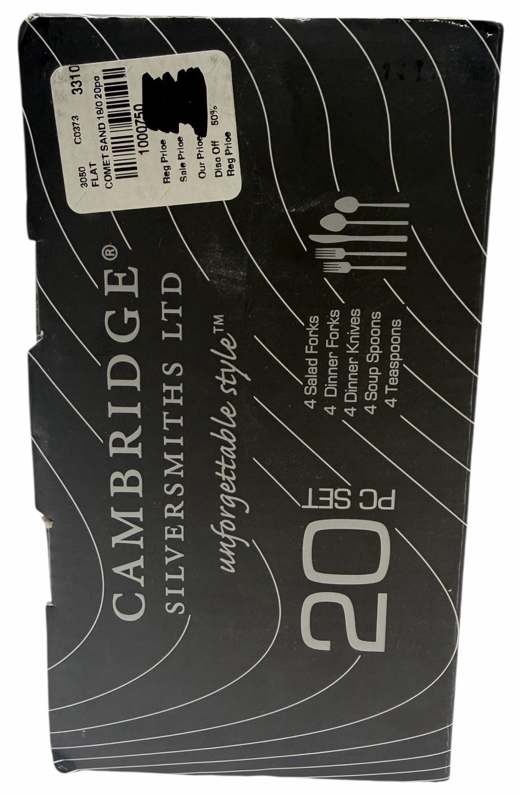 Cambridge Silversmiths Ltd 20 Pc Flatware Set Comet Sand 18/0 Stainless New