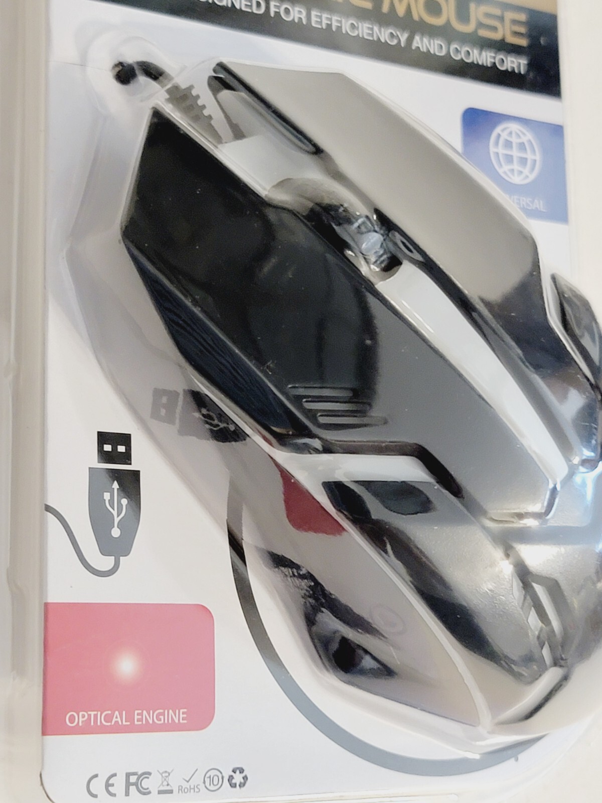 TopTech Wired Optical Ergonomic Smooth Glide Mouse USB 