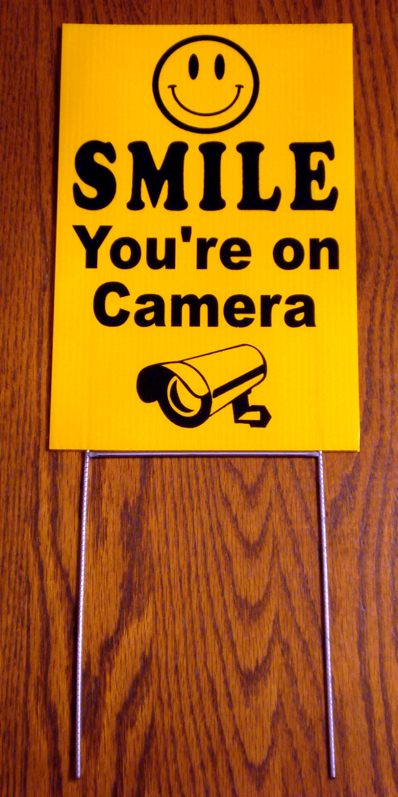 SMILE YOU'RE ON CAMERA Coroplast  YARD SIGN 8x12  w/ Stake  NEW Security