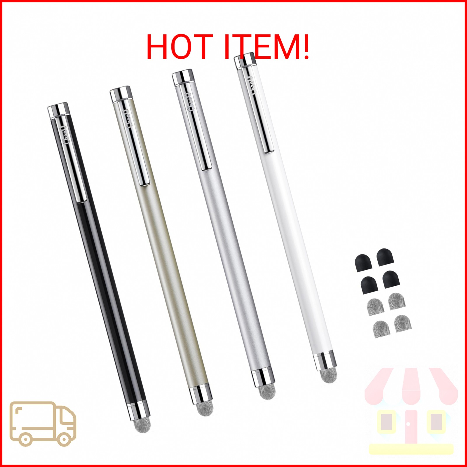 Stylus Pens for Touch Screens, ChaoQ 4 Pcs Mesh Fiber Stylus, with 4 Replaceable