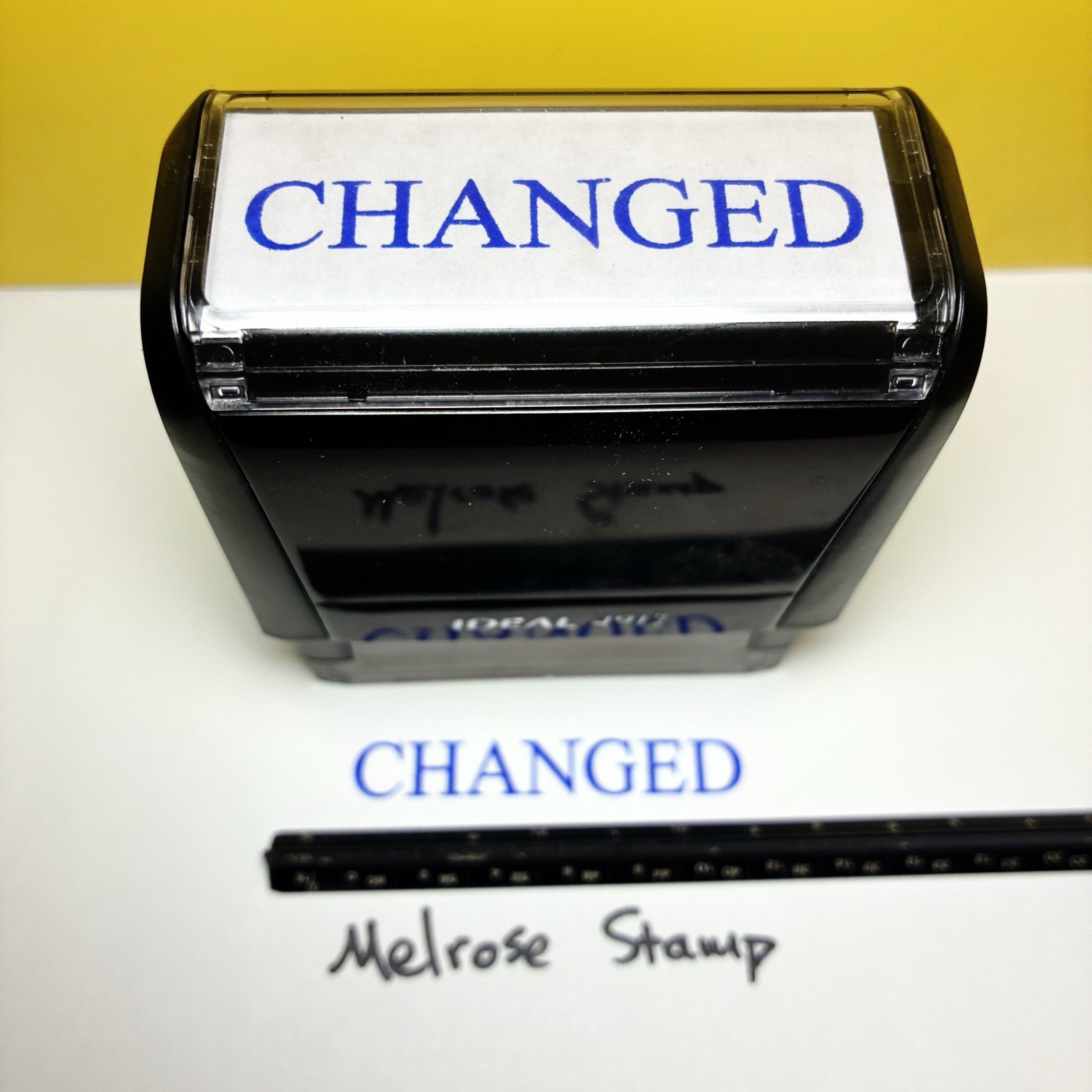 Changed Rubber Stamp Blue Ink Self Inking Ideal 4913