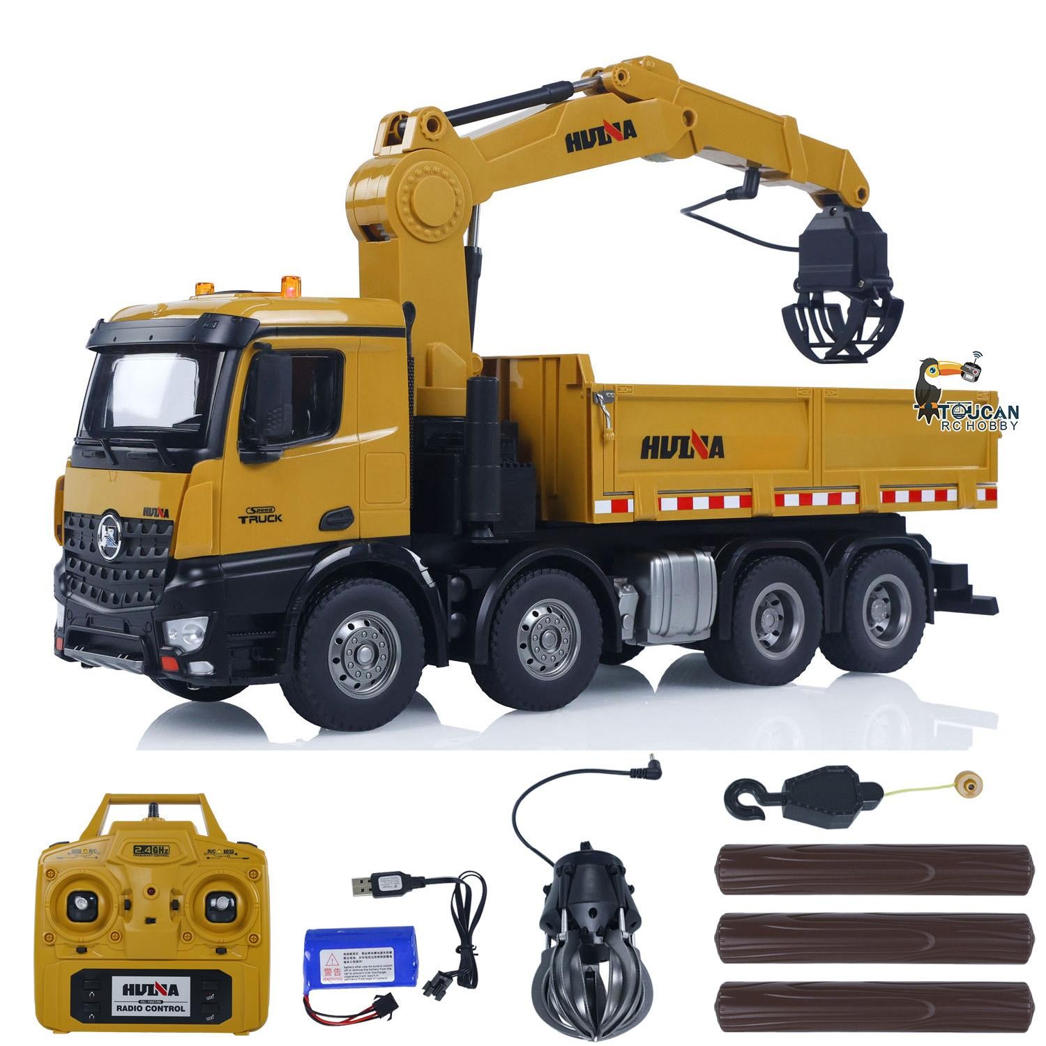 Hot Sale 1/14 HUINA1538 RC Timber Grab Truck Dumper Toy RTR 2.4G 1200MAH Battery