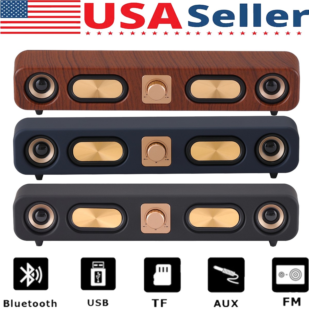 Bluetooth Computer Speaker Vintage Soundbar Stereo Bass Sound for Laptop Desktop