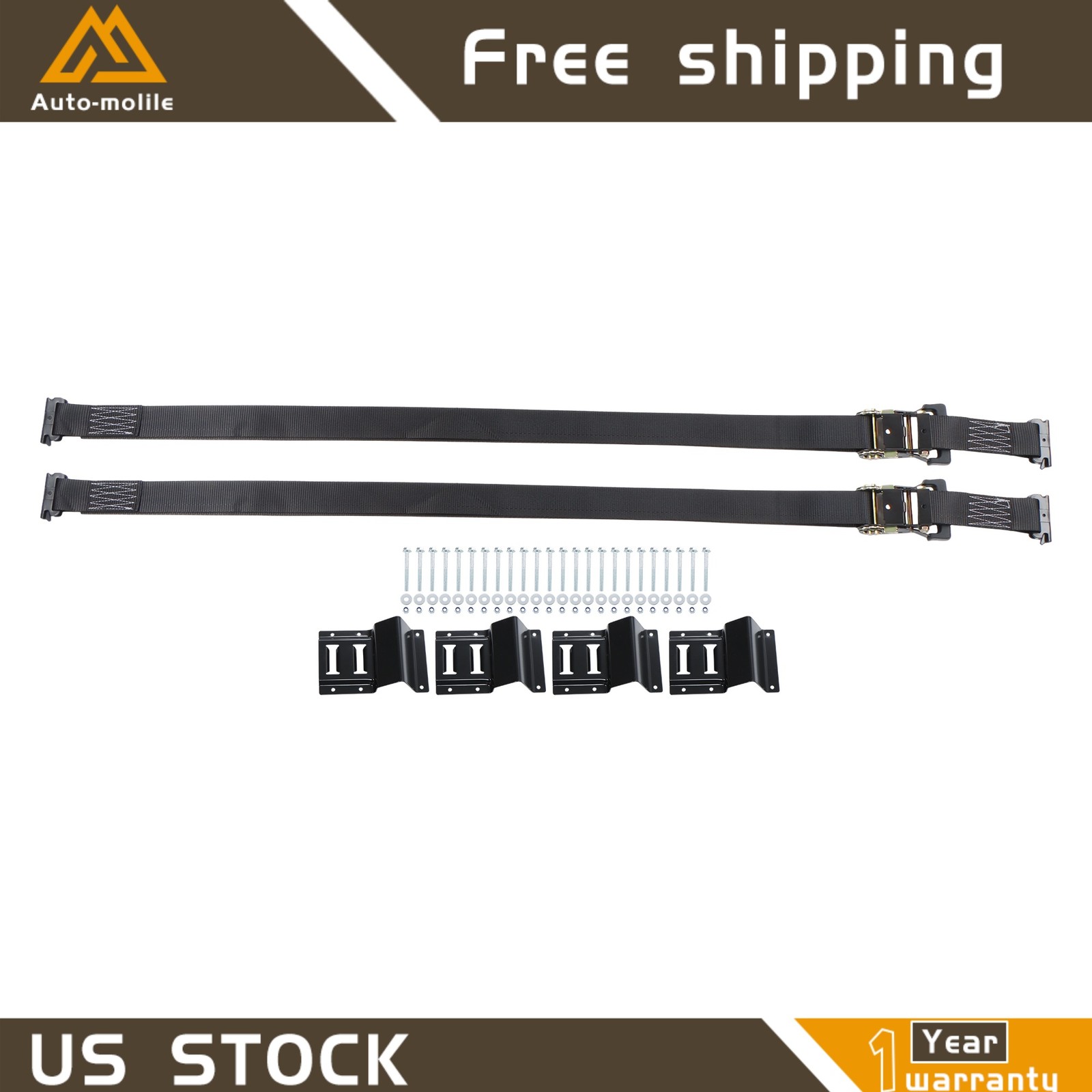 Heavy Loads E Track System With Wheel Chock Black Ratchet Tie Down Straps New