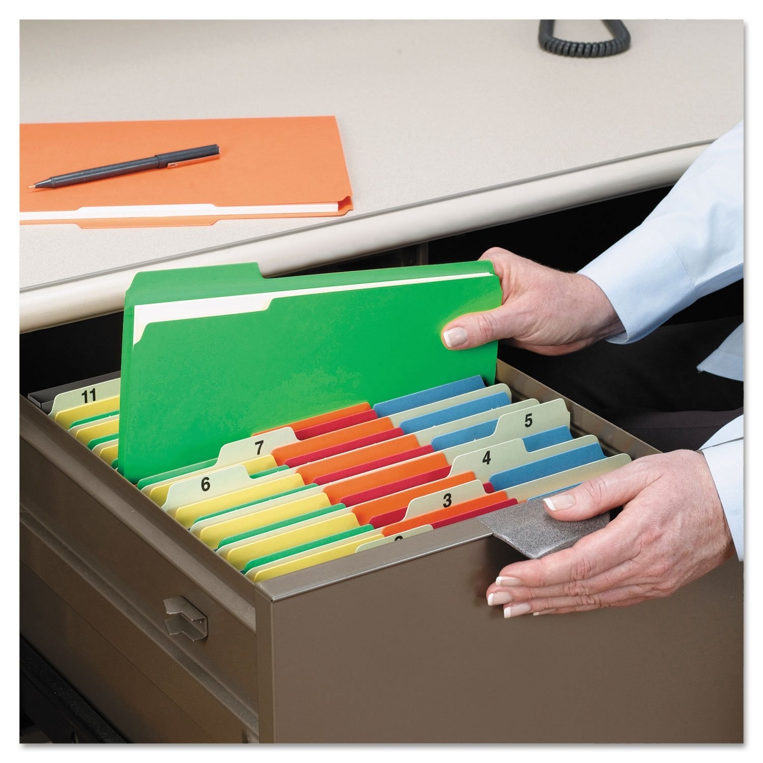 Durable 10% Recycled File Folders, Assorted Primary Colors - Efficient Filing