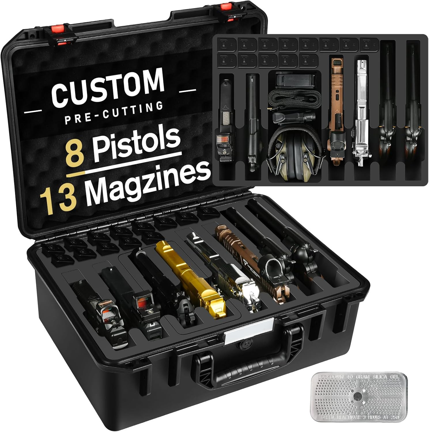 Pistol Gun Case for Multi Handguns - Hold Multiple Pistols & Magazines, Pre-C...