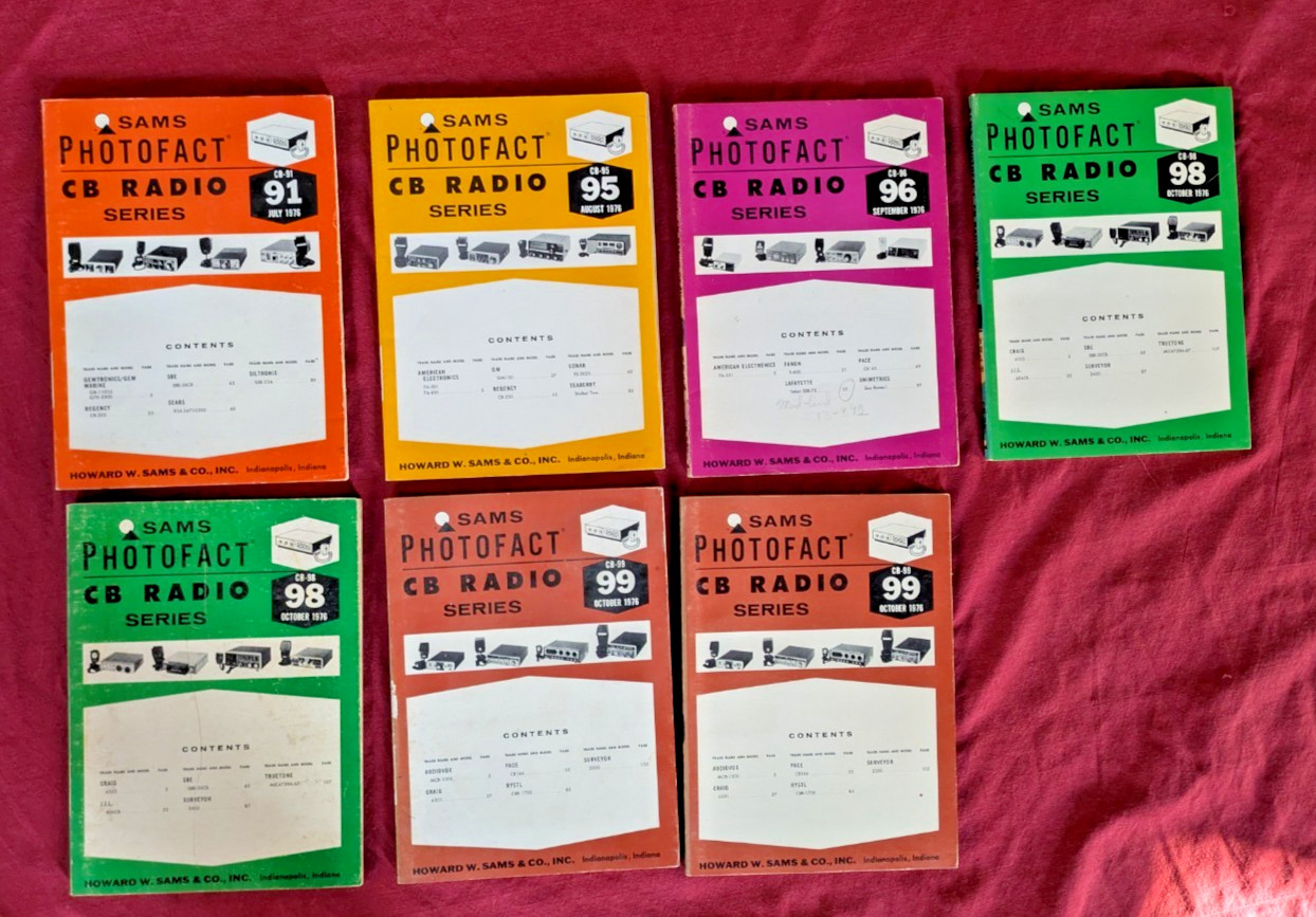 Lot of 8 Howard W. Sams Photofact CB Radio Manuals CB-91 95 96 98 99 1976 Servic