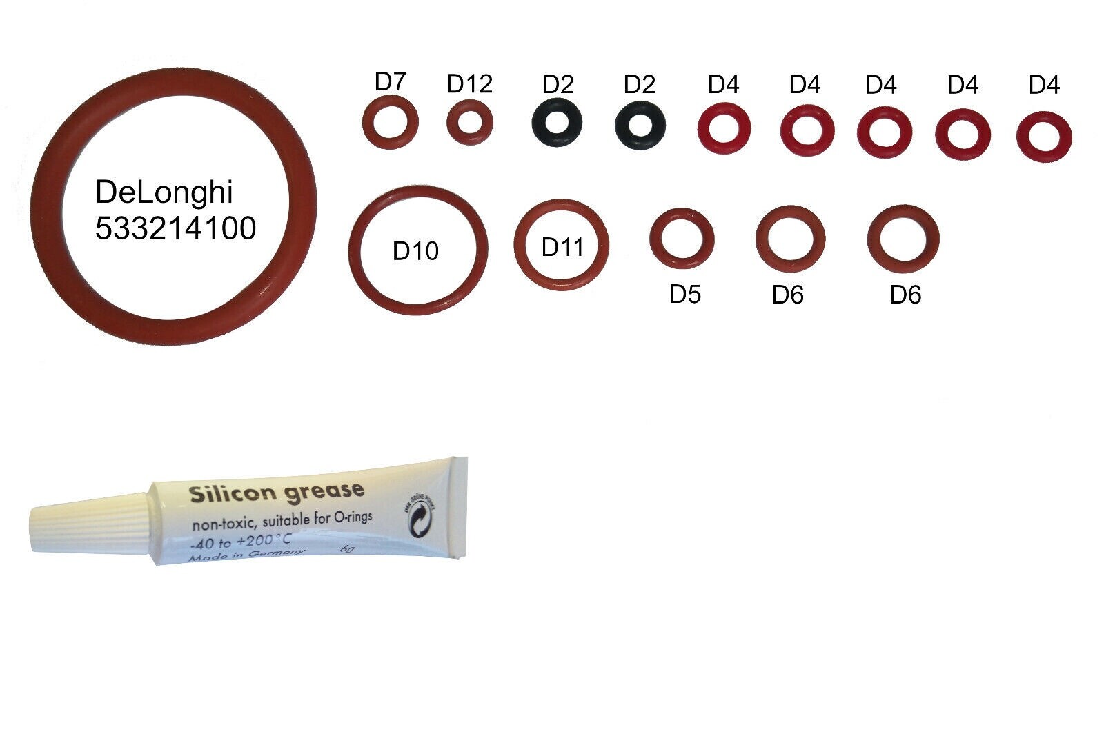 DELONGHI 16 O-RINGS GASKET SEAL KIT SET PARTS LUBRICANT GREASE 6G ECAM MODELS