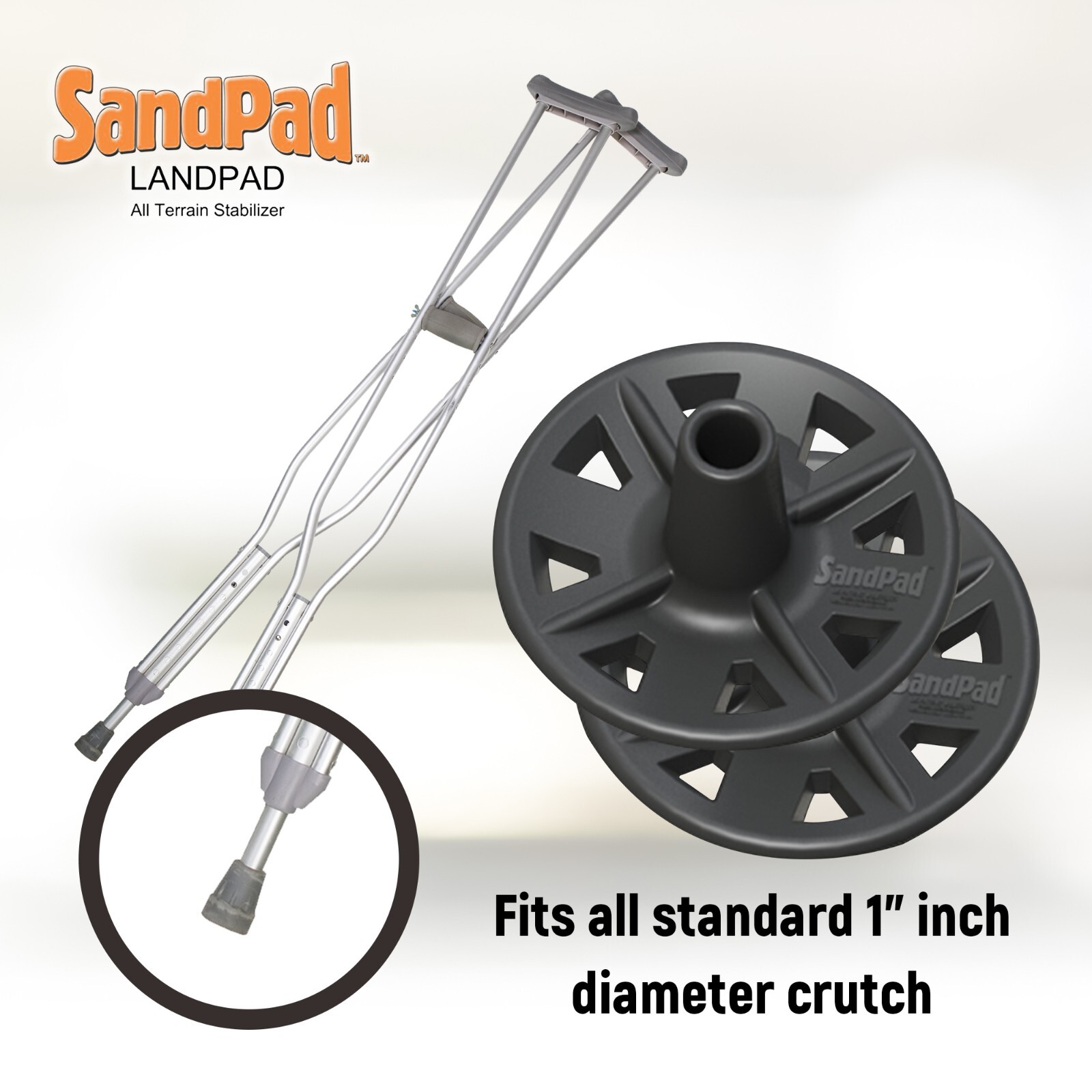 SandPad LandPad All Terrain Stabilizer Crutch Tips (Paired Pack)