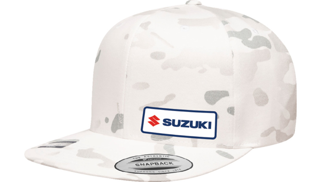 NEW FACTORY EFFEX 27-86406 Suzuki Snapback Hat - White Camo - MOTORCYCLE