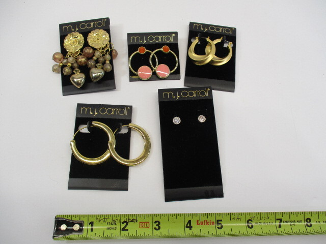 (5) Pair of M.J. CARROLL Fashion Earrings Pierced Earring Vintage Jewelry Lot LN