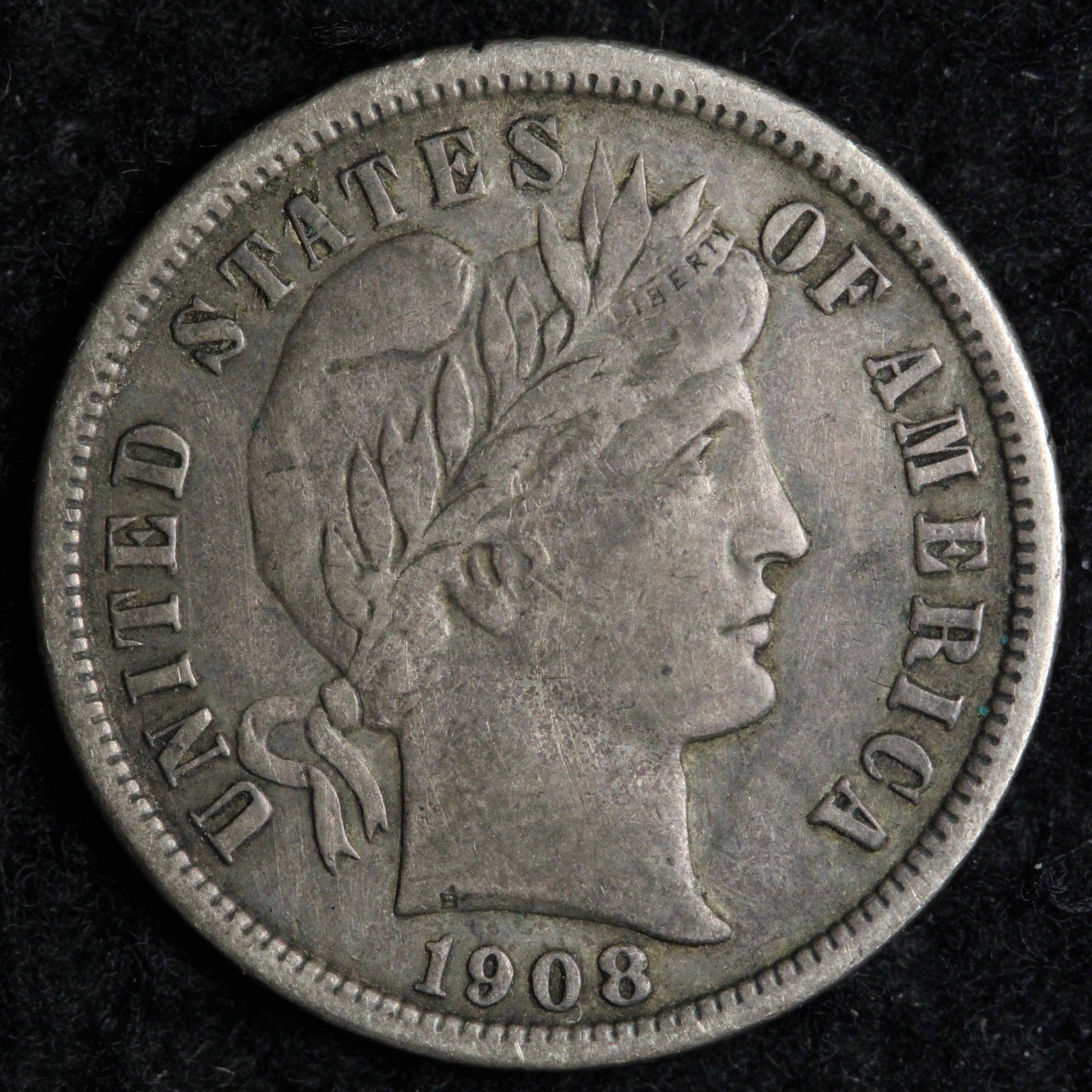 1908-O Barber Silver Dime XF+ E250 AWUHM