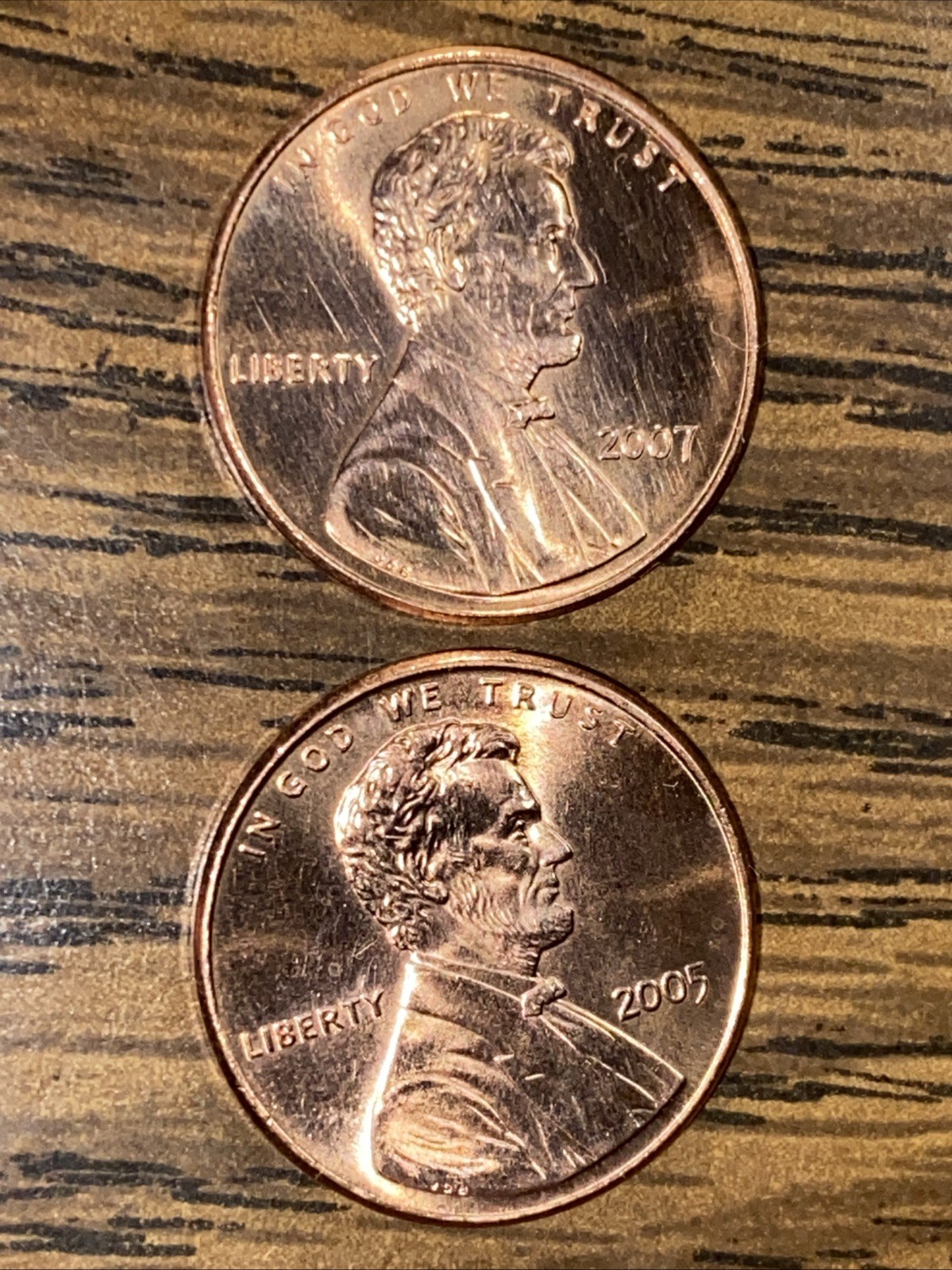 2005 + 2007-p UNC Lincoln Pennies.