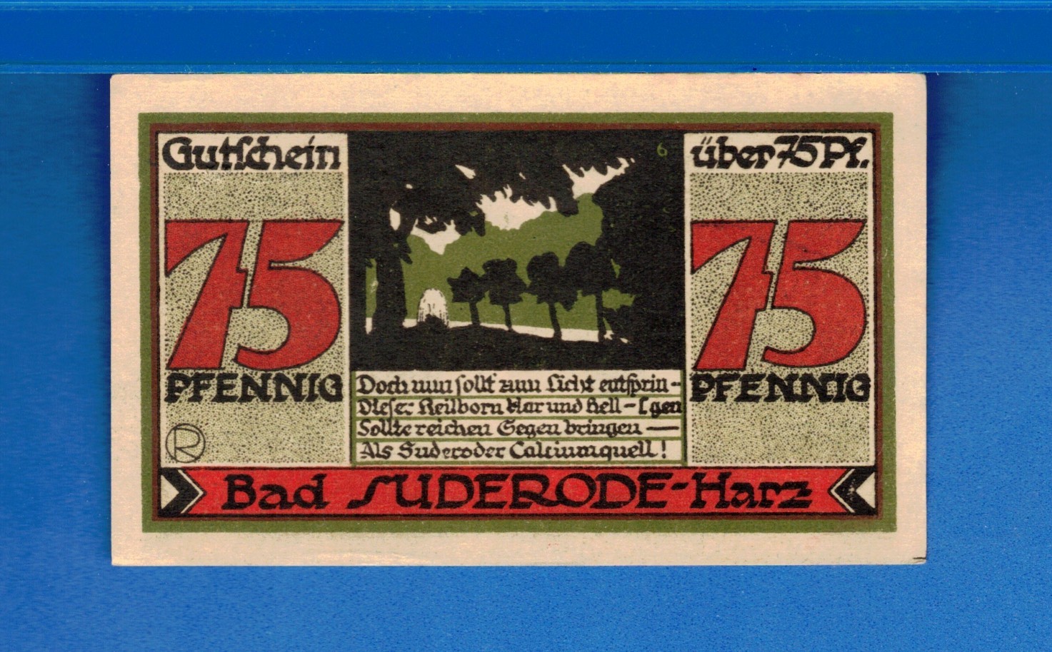 Germany Notgeld Suderode 75 Phenning Year 1921 Circulated Banknote