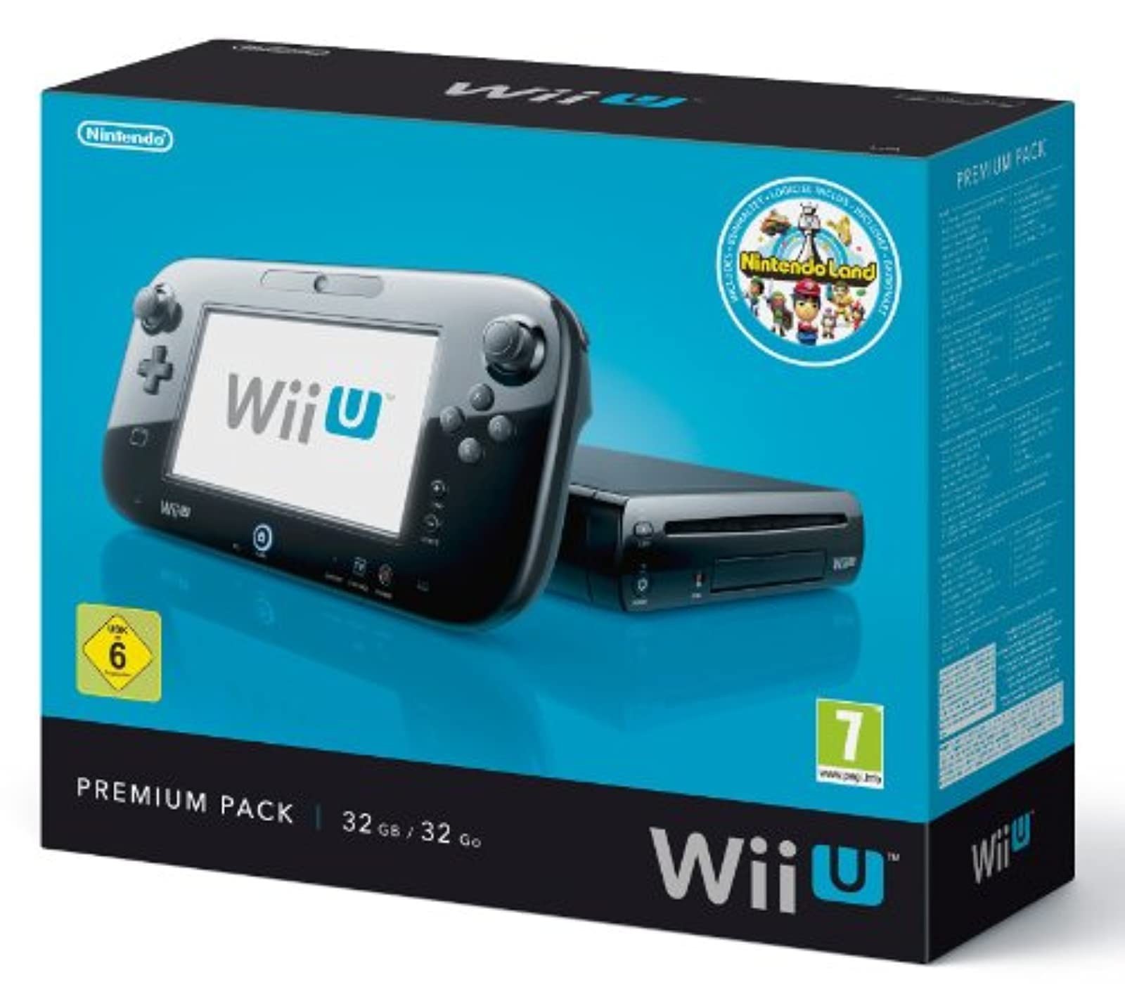 Wii U 32GB Black Deluxe Console Bundle w/ GamePad & Cables, OEM Box + 3 Games