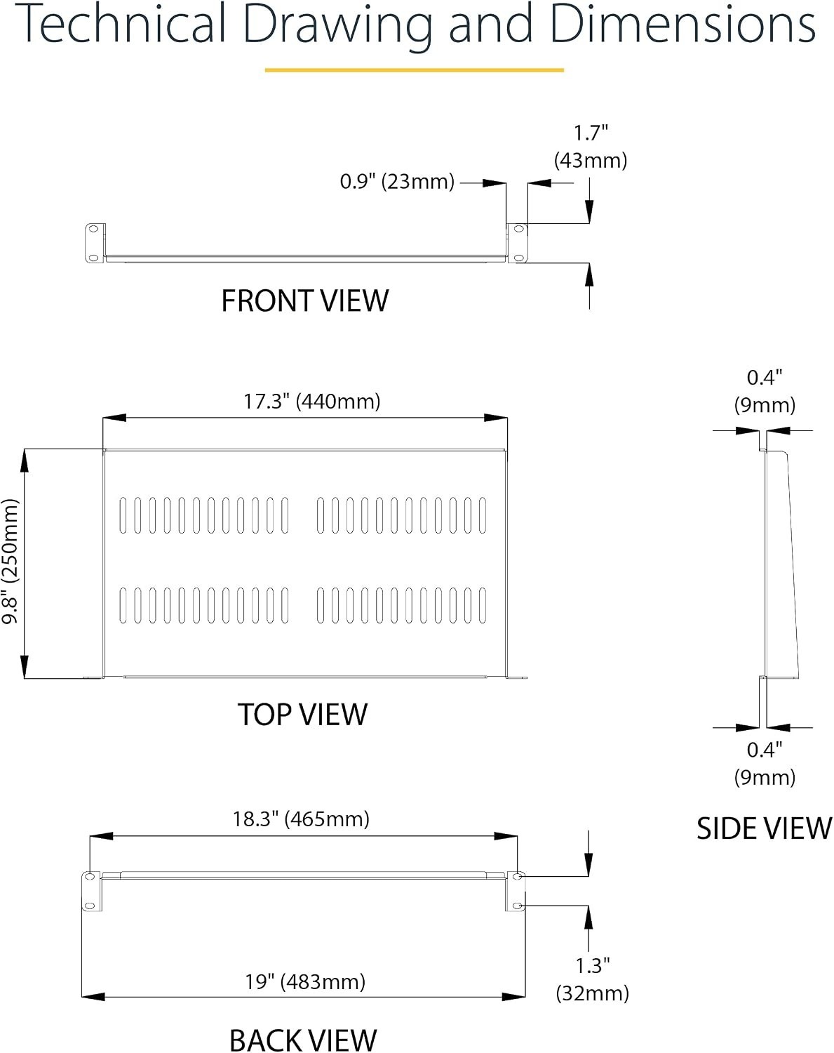 1U Vented Rack Mount Shelf - Durable 19