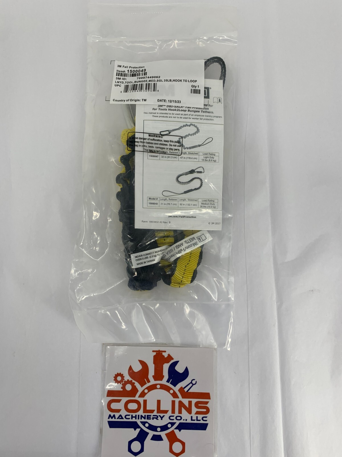 3M DBI-SALA  1500049 70007449062 Hook 2 Loop Bungee Tool Tether MED SGL 35LB