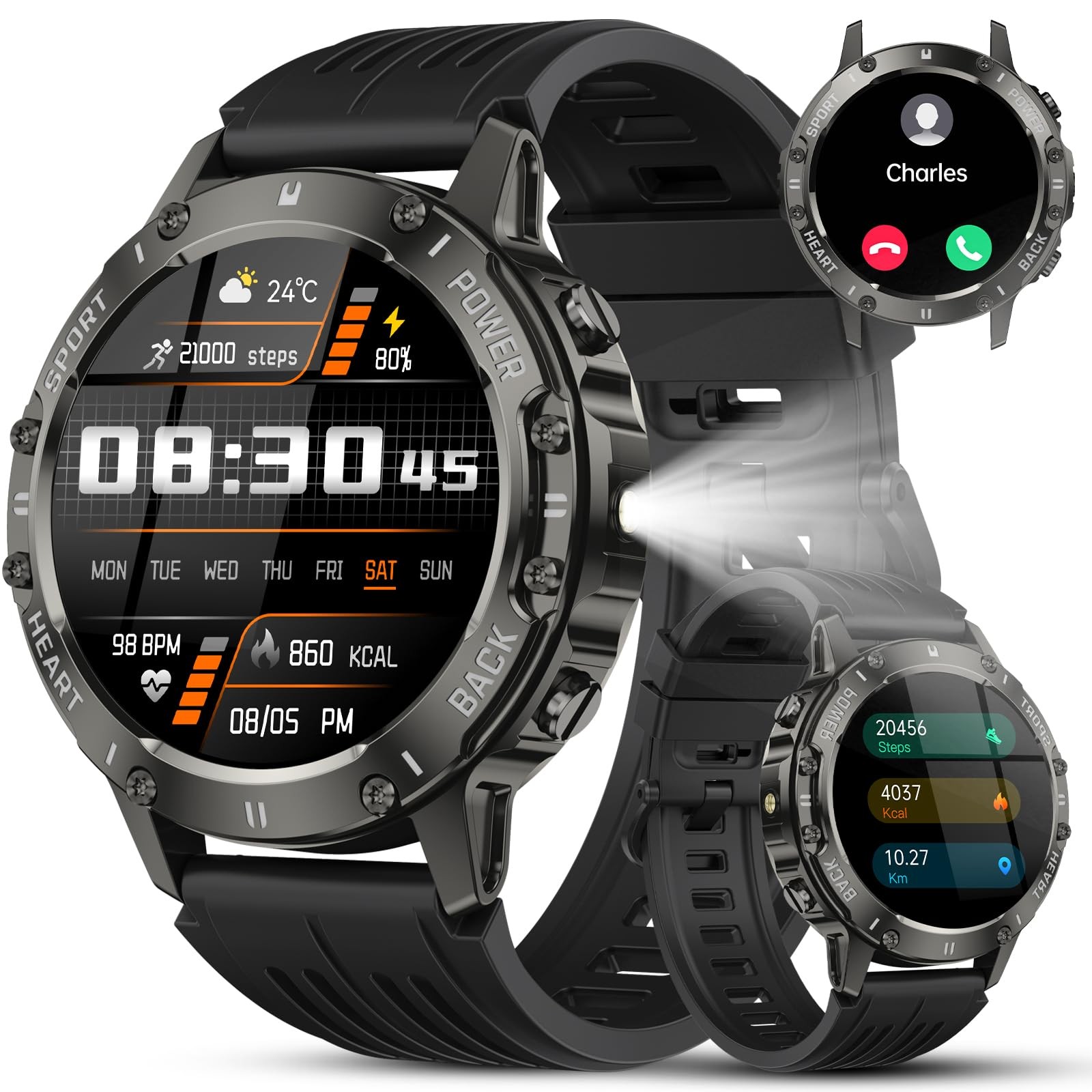 Military Smart Watches for Men(Answer/Make Calls), 1.39" HD Fitness Watch, 24...