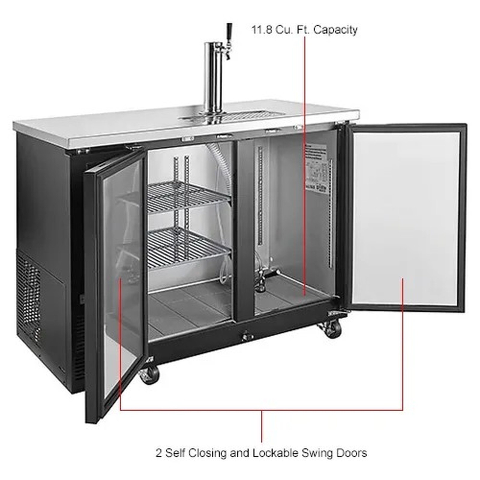 Nexel? Beer Dispenser Cooler w/ Single Tap Dispenser, 11.8 Cu. Ft., Black