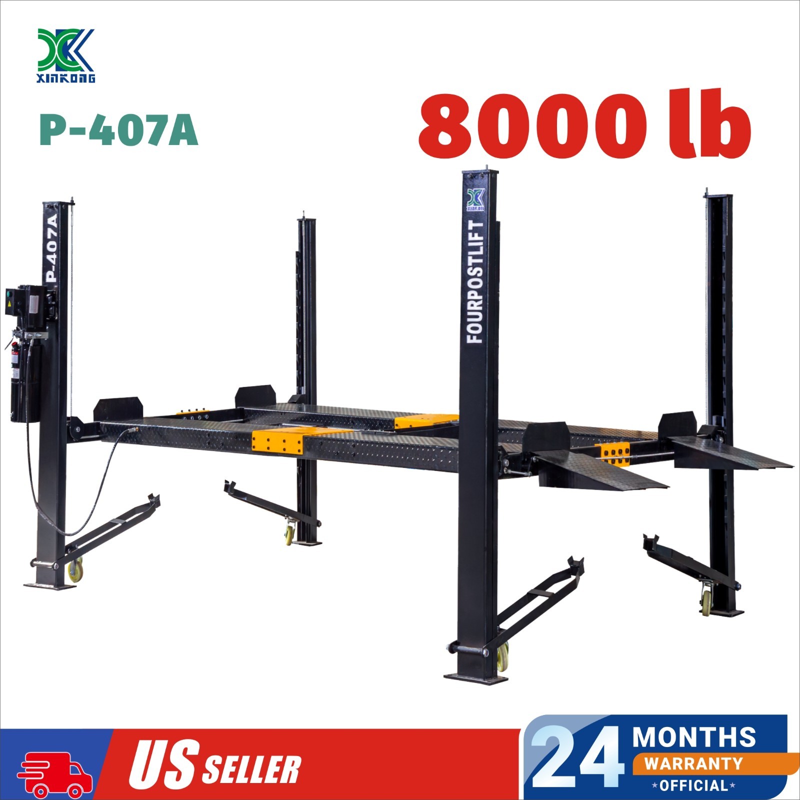 XK P-407A 8000 LB 4-Post Heavy Duty Portable Storage Car Lift Auto Hoist Movable