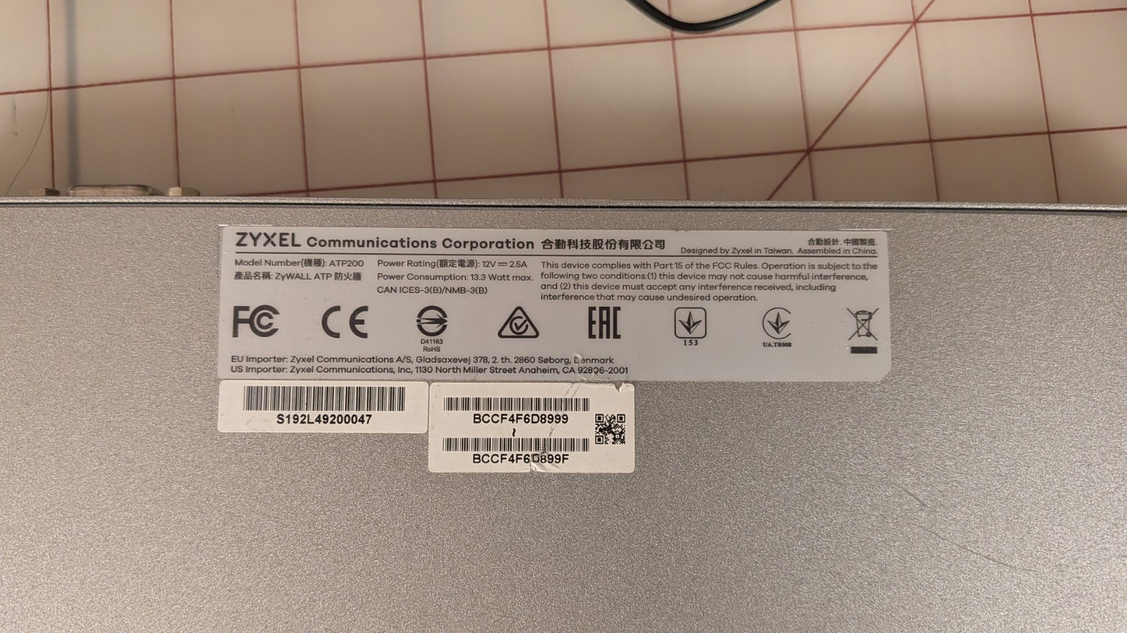ZyXEL ZyWALL ATP200 Network Security Firewall Appliance