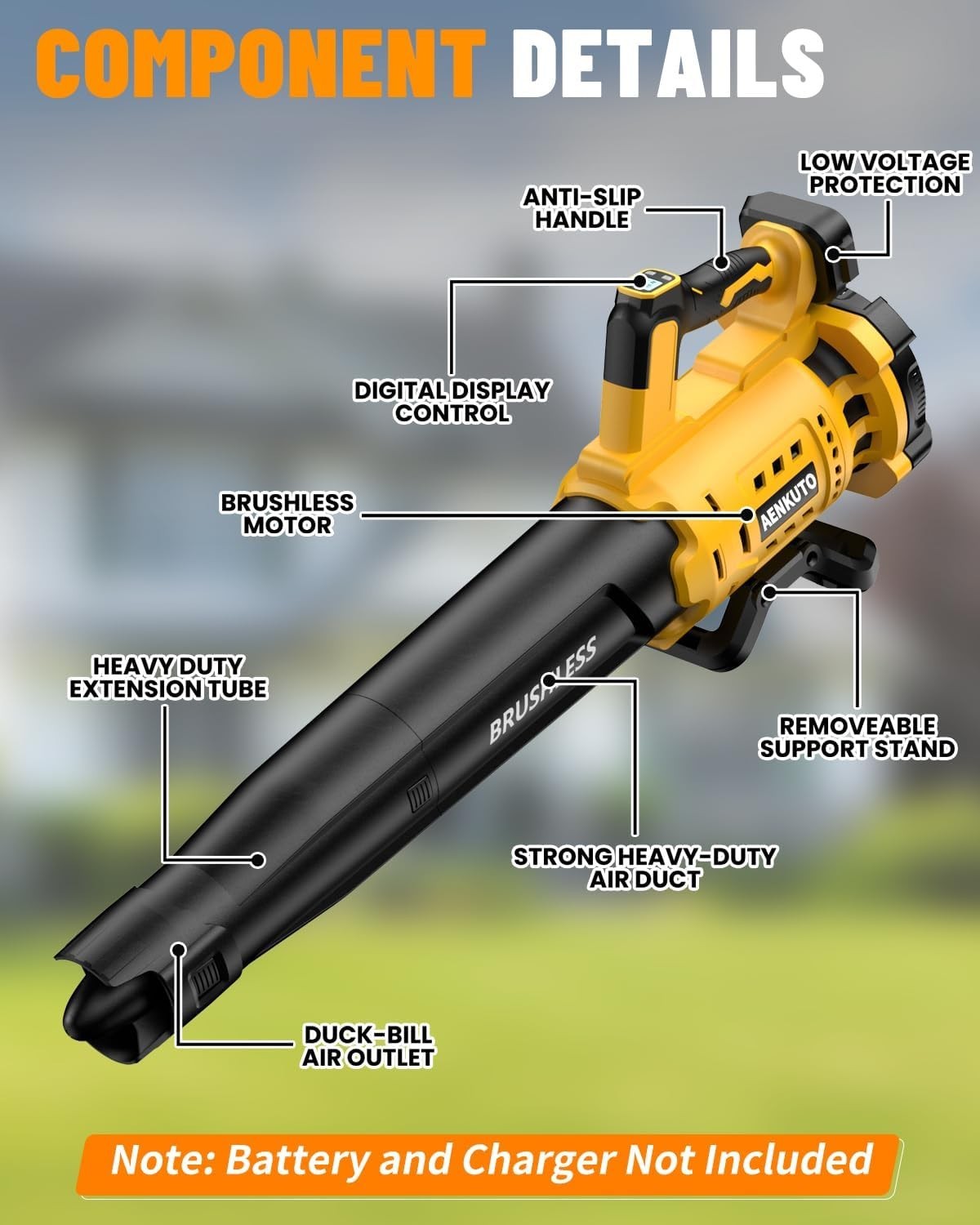 Cordless Leaf Blower for DEWALT 20V MAX Battery, 480 CFM / 130 MPH Brushless Dus