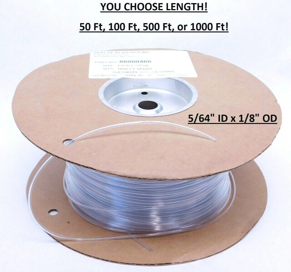 Clear-Flex 70NP PVC Food Grade Non-Phthalate Tubing Clear 2mm ID x 3.2mm OD (HR