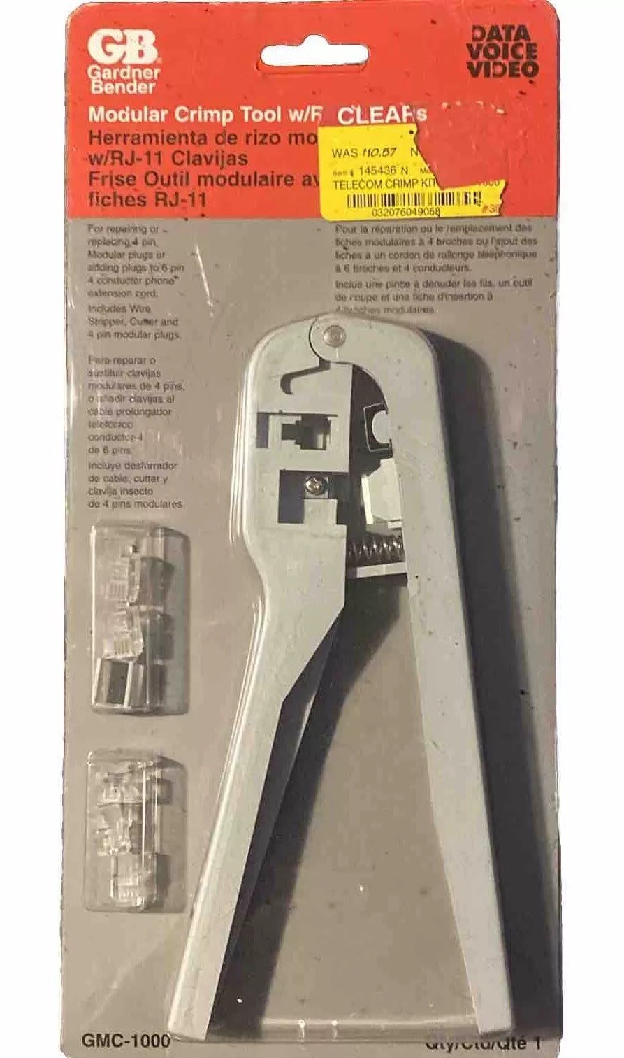 Gardner Bender MODULAR CRIMP TOOL KIT - GMC-1000 Wire Stripper Cutter 4 Pin NOS