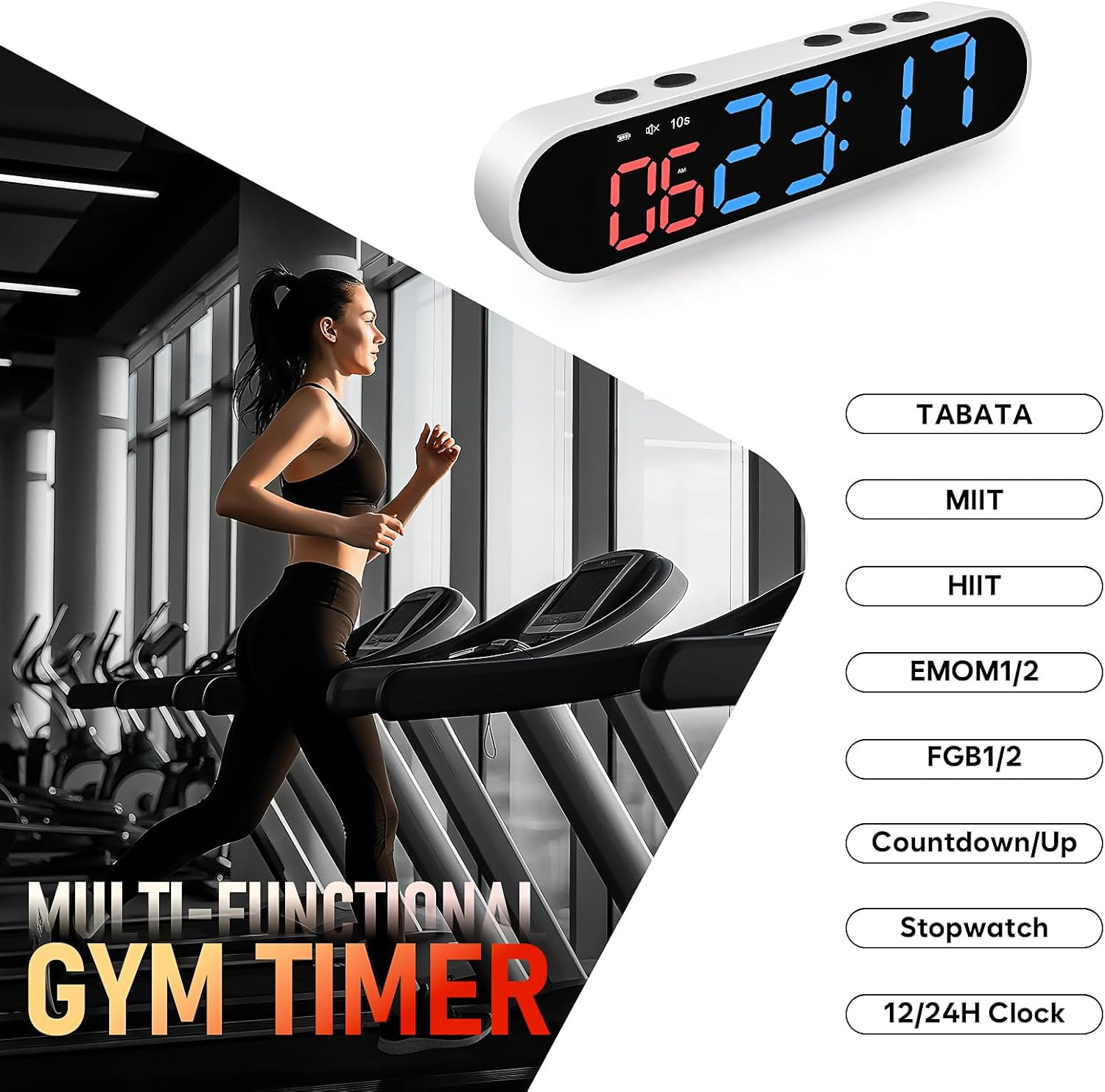 Portable Gym Timer Clock with Strong Magnet - Workout Interval Timer with Countd