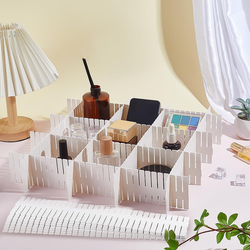 40pcs Drawer Dividers Adjustable Drawer Organizer White Drawers Separators Dr...