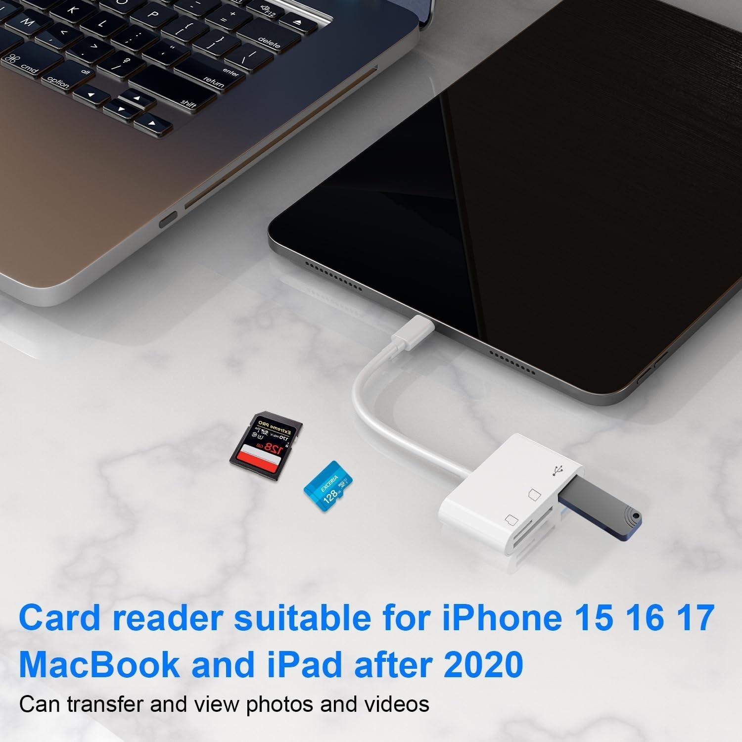 1PCS USB C to SD Card Reader, SD/TF/USB 3-in-1 Memory Card Reader, Compatible...