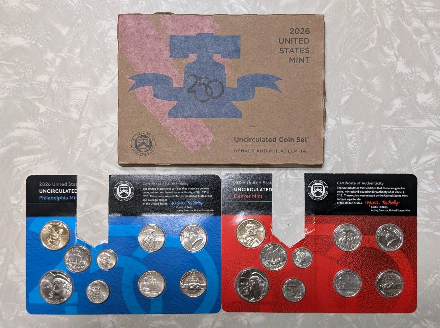 2026 P&D US Mint Uncirculated Set 250th Anniversary - NO LINCOLN CENTS - EXACT