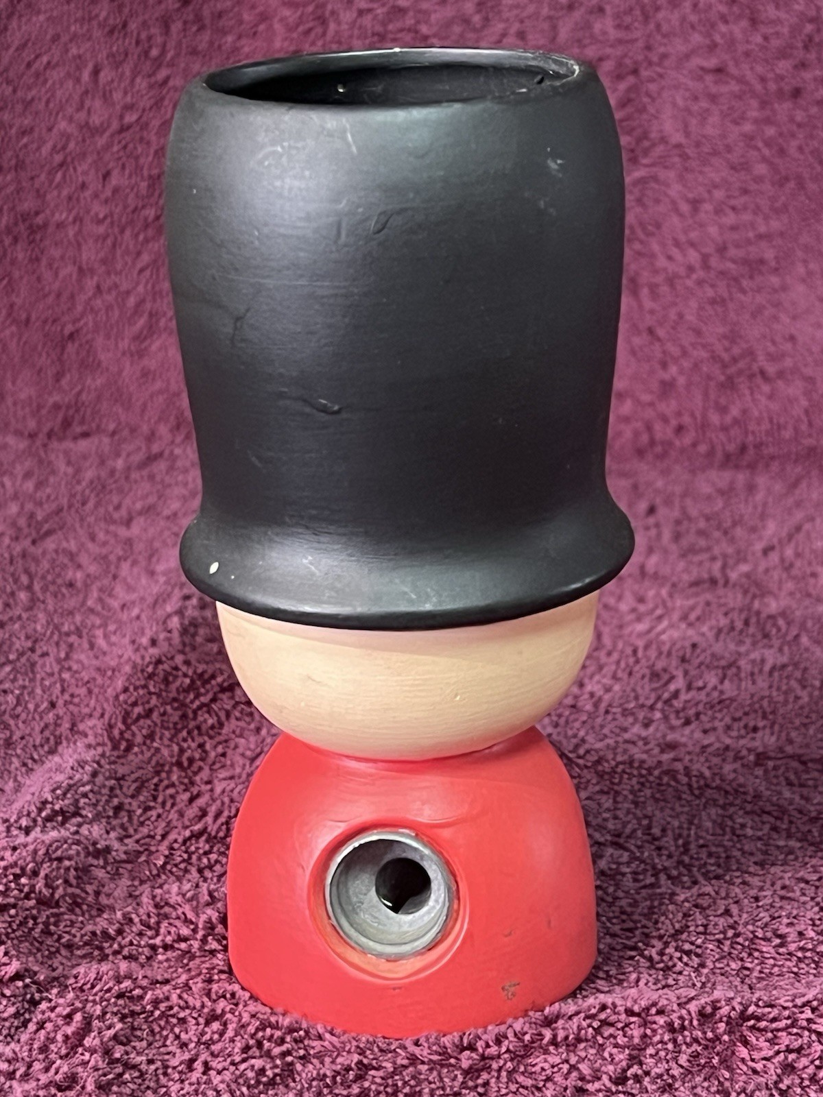 Vintage Fireman Felt Mustache Pencil Holder Sharpener Japan