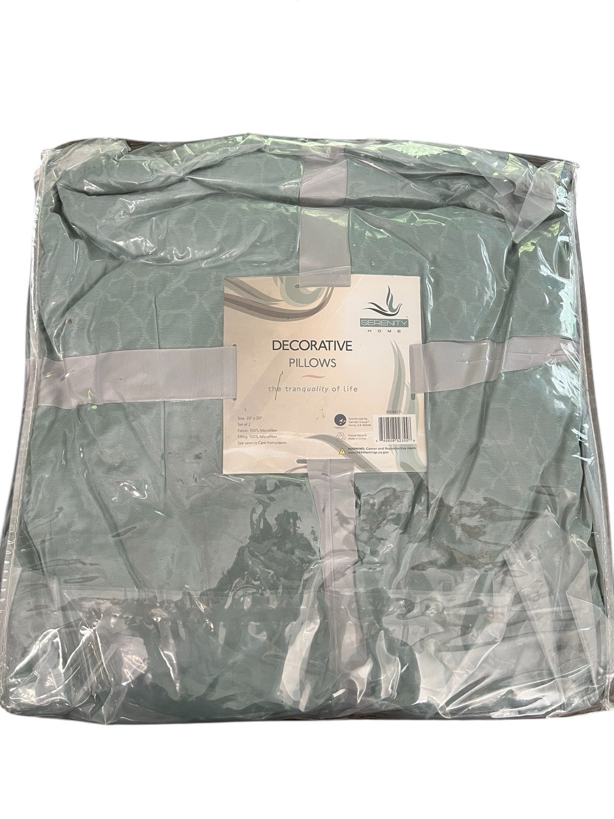 New Serenity Home Set Of 2 Decorative Pillow Shams 20” X 20” Seafoam Color