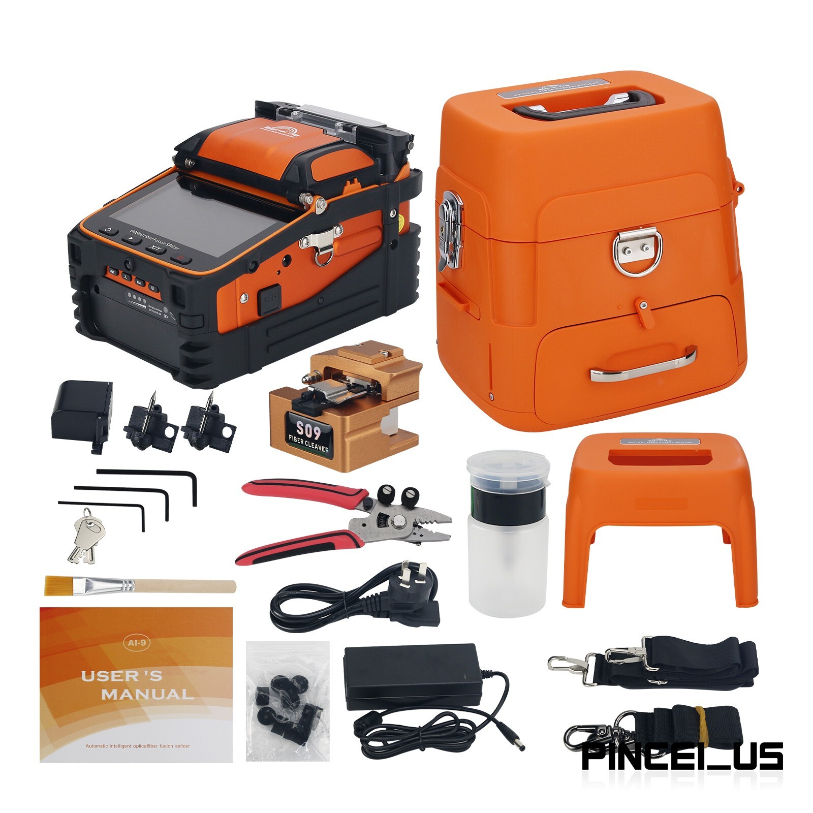 AI-9 Optical Fiber Fusion Splicer 5'' Screen Power Meter 850nm 1300nm 1625nm