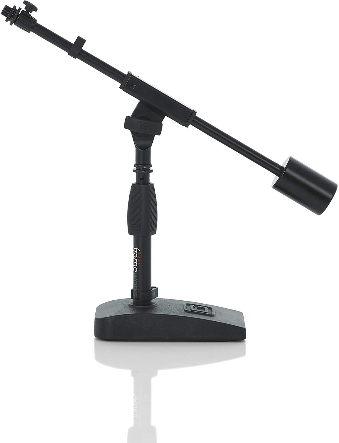 Gator Frameworks Short Weighted Base Microphone Stand with Telescopic Boom Arm