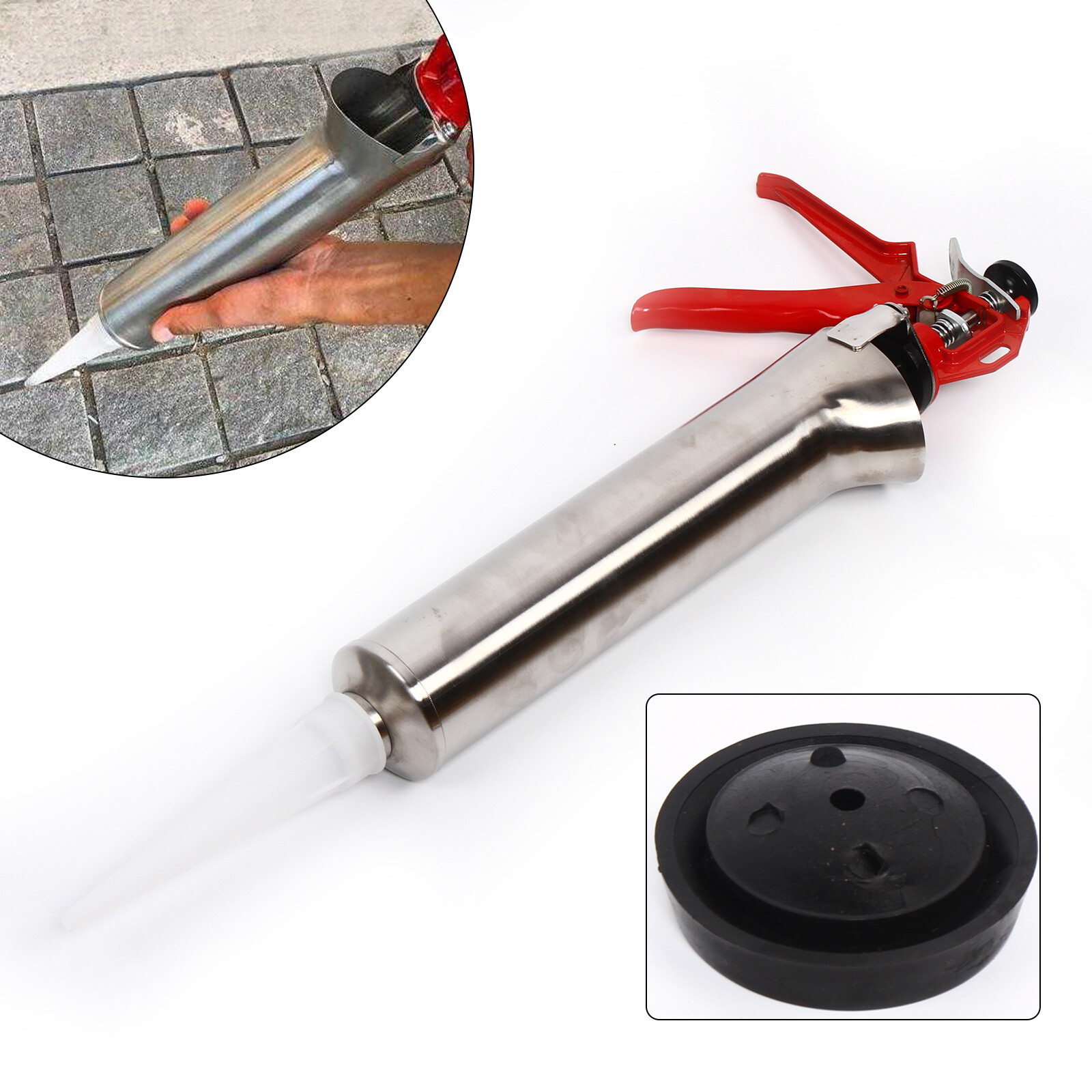 Caulking Cement Pump Gun Mortar Gun Cement Applicator Grout Concrete Tool Silver