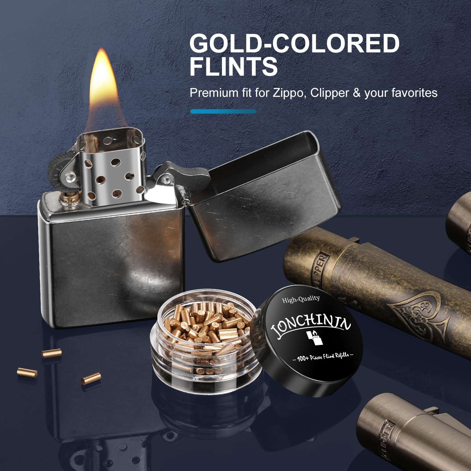 Lighter Flints 100 Pcs, Premium Flint Replacement Refills, Multi-Brand Compatib